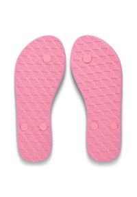 Ροζ εσωτερικά παπουτσιών από καουτσούκ με υφή για καλύτερη πρόσφυση, ανάγλυφες ετικέτες "L" και "R" και μικρές κυκλικές λεπτομέρειες.