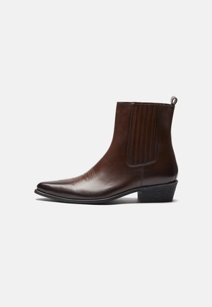 LEATHER - Cowboy/biker ankle boot - brown
