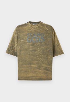 GCDS TI AMO CRACKLE - T-shirt con stampa - military creen