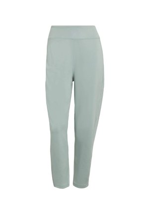 Lichtgroene sportbroek met een hoge tailleband, slanke pasvorm, gladde textuur en enkellengte ontwerp. Geschikt voor casual of actief gebruik.