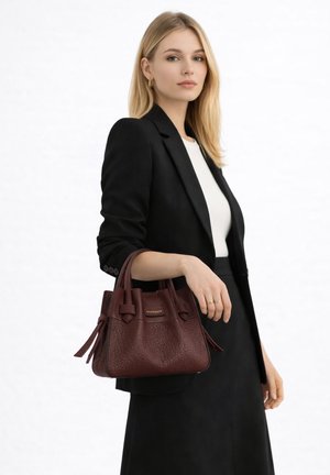 Pourchet, SAC PORTÉ MAIN EN CUIR DE VACHETTE - BLOSSOM - Sac à main - bordeaux