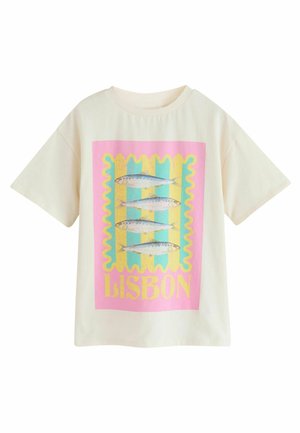 REGULAR FIT - GRAPHIC - Tričko s potlačou - ecru pink sardine