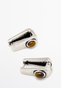 GEOMETRIC WITH STONE - Oorbellen - silver-coloured