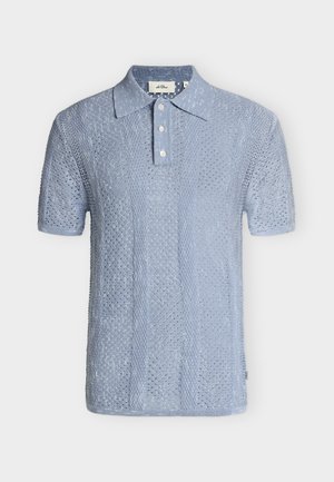 Les Deux, STRIPED LACE KNITTED POLO - Poloskjorter - faded denim blue