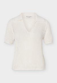 Λευκό πλεκτό πόλο με κοντά μανίκια, ανοιχτό πλέγμα και γιακά από το brand Marc O'Polo.