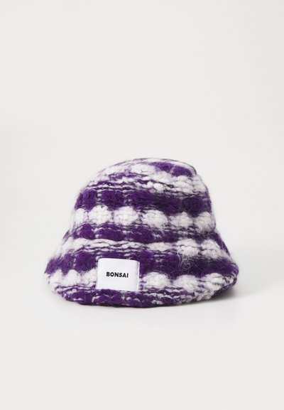 Bonsai OVERSIZE KNIT PUFF BUCKET HAT - Cappello - purple-white