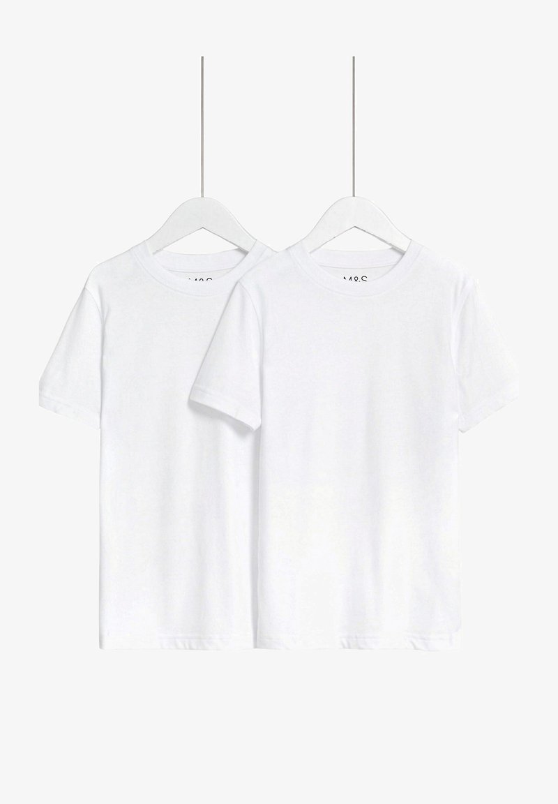 T-shirt basique fille Marks and Spencer coton blanc taille 3-4 ans col T-shirt basique fille Marks and Spencer coton blanc taille 3-4 ans col