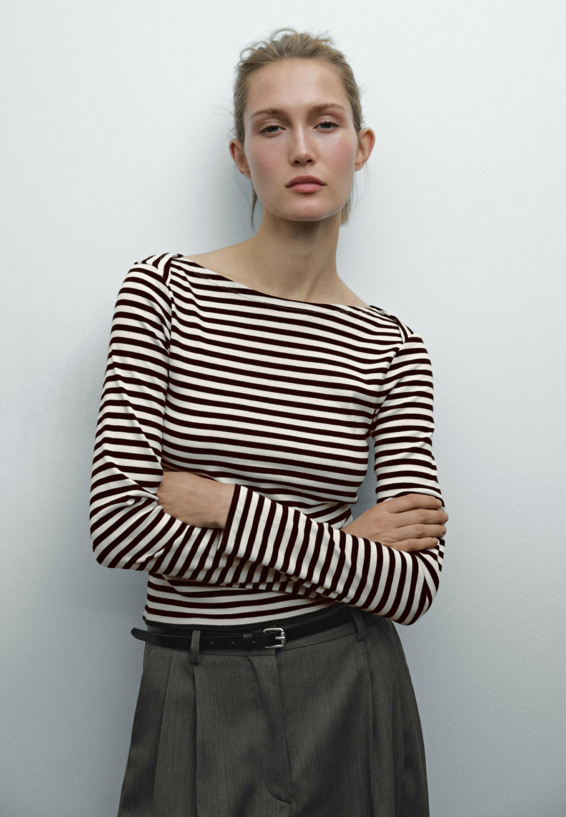Massimo Dutti STRIPED WITH CROSSOVER SHOULDER DETAIL - Long