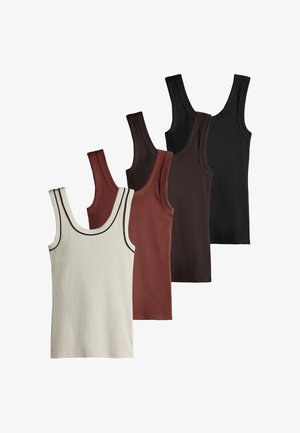 THE SET, REGULAR FIT - 4 PACK SCOOP RIB VESTS - Top - black brown neutral rust
