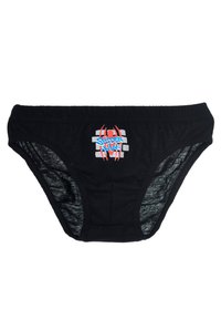 Zwarte katoenen ondergoed met een elastische tailleband, featuring een rood en blauw Spider-Man logo op een grijze achtergrond. Zachte textuur en aansluitend ontwerp.