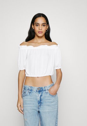 VILA VISUNNY SHOULDER - Viršus - snow white