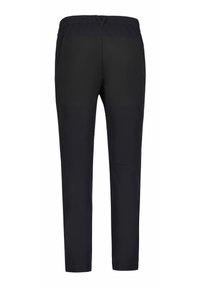 Schwarze Hose mit glatter Textur und elastischem Bund. Verfügt über ein kontrastierendes Paneeldesign am oberen Rücken. Gerade Schnittform.