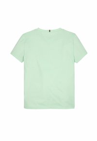 T-shirt a maniche corte verde menta chiaro. Realizzato in morbido cotone, con scollatura rotonda e taglio dritto. Design minimalista senza motivi.