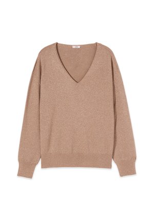 Oltre, MAGLIA SCOLLO A V - Jersey de punto - beige