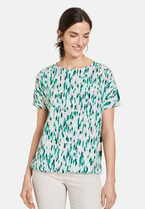 Blouse - grün lila pink patch