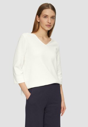 STRUKTURIERTES MIT V-AUSSCHNITT UND 3/4-ÄRMELN - Sweatshirt - creme