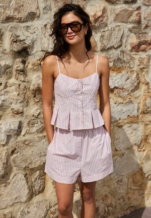 Next, REGULAR FIT - PEPLUM HEM CAMI TOP . - Top - pink white stripe