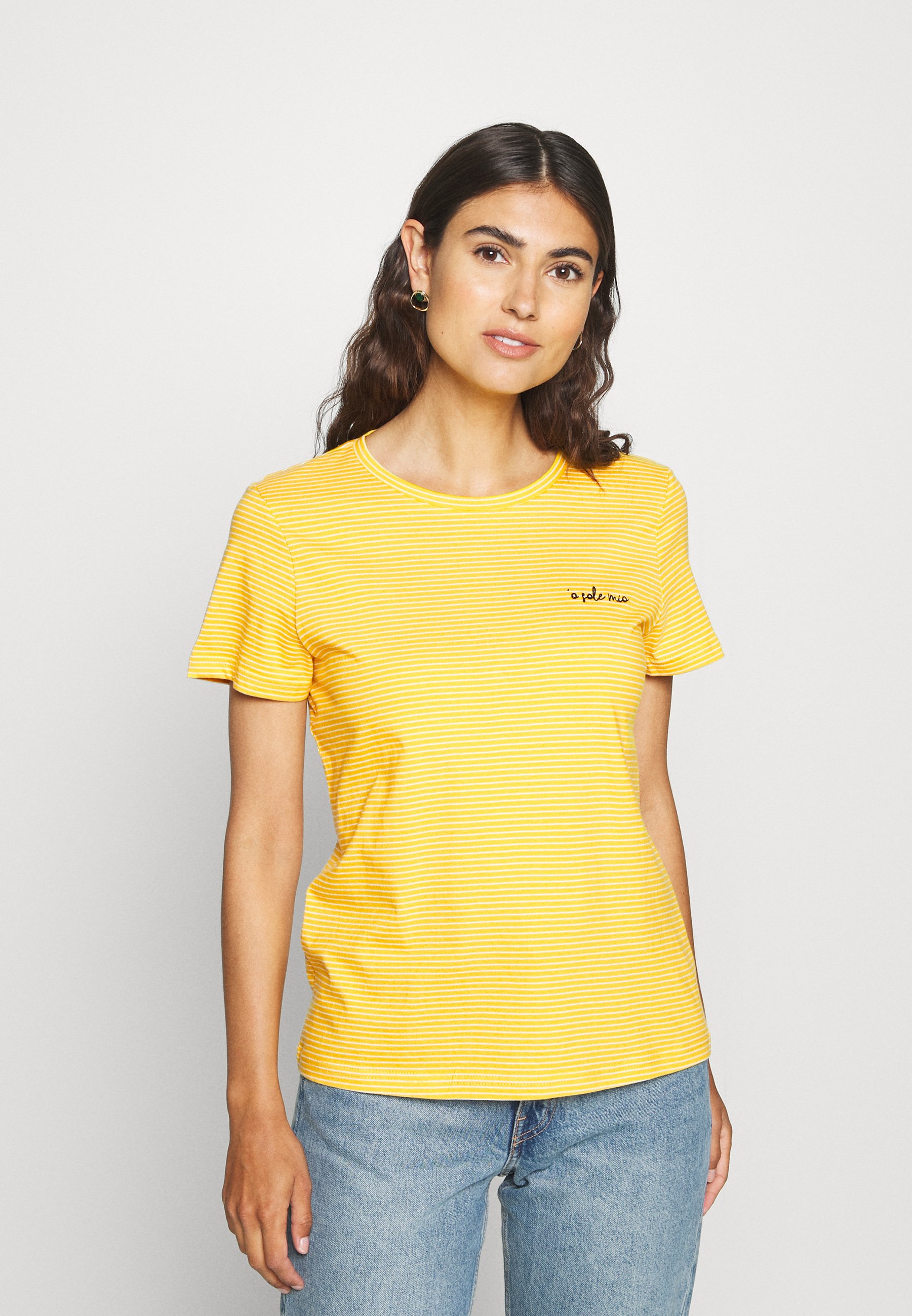 TOM TAILOR T shirts med print yellow Zalando.no TOM TAILOR SLUB CREW NECK - T-shirts med print - deep golden yellow
