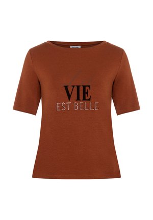More & More, MORE & MORE SOFTES KURZARMSHIT, WORDING - T-shirt print - cinnamon