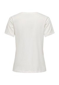T-shirt blanc uni à manches courtes, vu de dos, avec un col rond et une coupe légèrement ajustée.