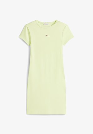 Tommy Jeans, RIBBED SLIM MINI BODYCON T-SHIRT DRESS - Robe de jour - faded lime