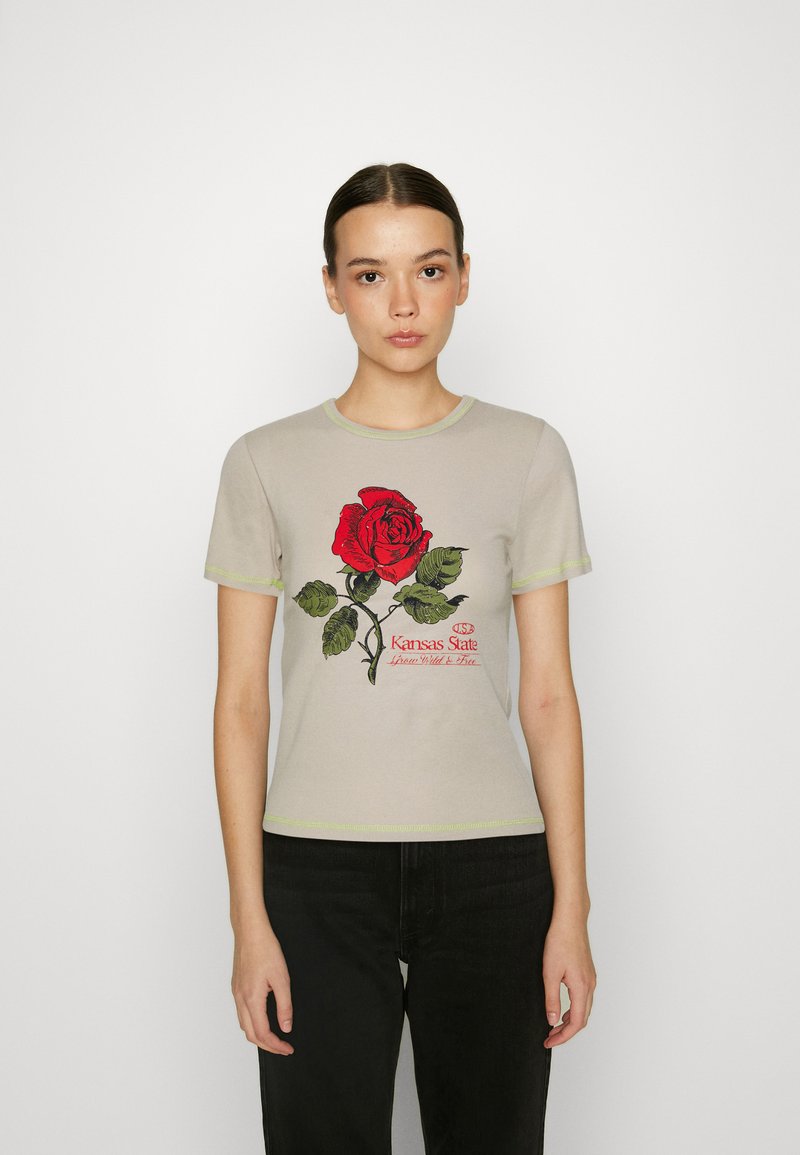BDG Urban Outfitters KANSAS STATE ROSE BABY TEE TShirt print beige