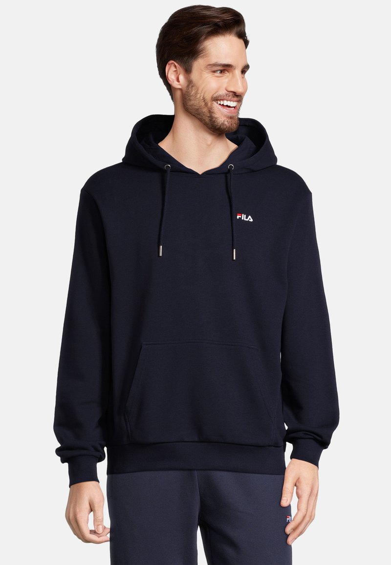 Fila BENGEL LANGARM LOGO EINFARBIG - Felpa con cappuccio - black iris