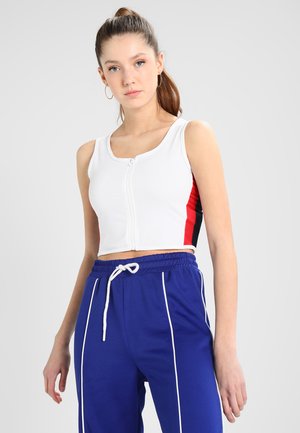 LADIES SIDE STRIPE CROPPED ZIP  - Top - white/firered/navy