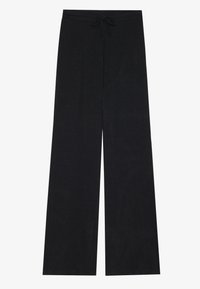 Μαύρο παντελόνι σε φαρδιά γραμμή, κατασκευασμένο από μαλακό ύφασμα, με λάστιχο στη μέση και κορδόνι προσαρμογής, και ομαλή, ελαφρώς υφαντή επιφάν�εια.