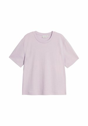 Lichtpaars katoenen T-shirt met korte mouwen en een ronde hals, een losse pasvorm en een klein merklipje aan de binnenkant van de kraag.