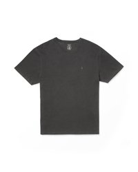 Zwarte katoenen t-shirt met ronde hals en korte mouwen, met een klein logo op de borst en een zachte, gestructureerde afwerking.