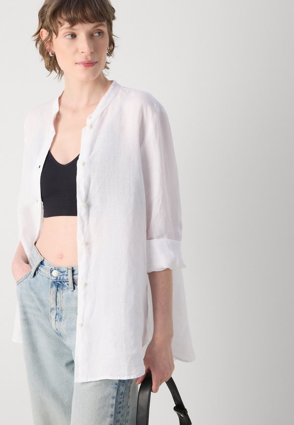 BLOUSE FLARED SHAPE LONG SLEEVE STAND UP COLLAR SOLID - Button-down blouse3