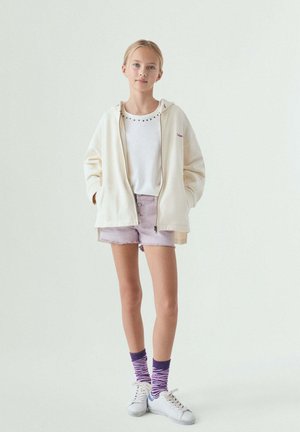 Scalpers, SCALPERS ZEBRA PATCH ZIP HOODIE GIRLS - Bluză de molton cu fermoar - offwhite