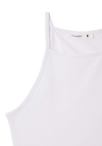 Top bianco senza maniche con spalline sottili, texture liscia e design semplice. L'etichetta riporta "TERRANOVA" con la taglia "S" indicata.