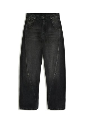 Bershka, LOW-RISE - BARREL JEANS - Wide Leg - black