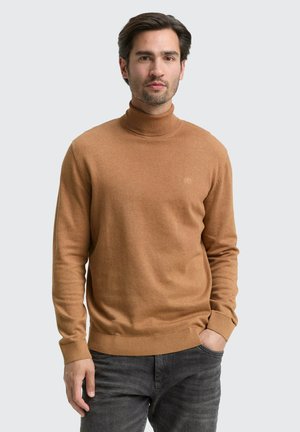 BASIC TURTLENECK - Strickpullover - mid brown melange