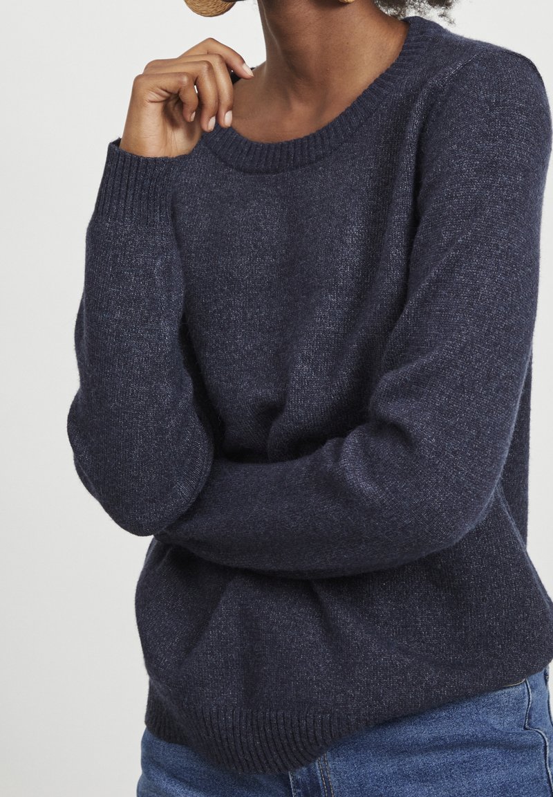 VILA Strickpullover - mottled dark blue