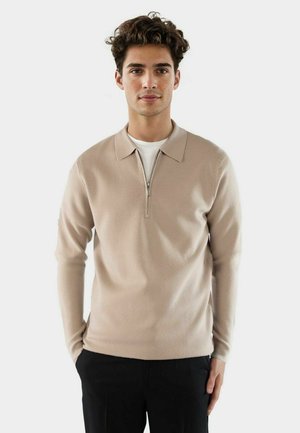 CALEB HALF ZIP - Strikkegenser - light brown