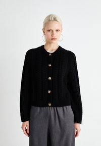 Selected Femme SLFBIRTE CABLE CROPPED  - Cardigan - black