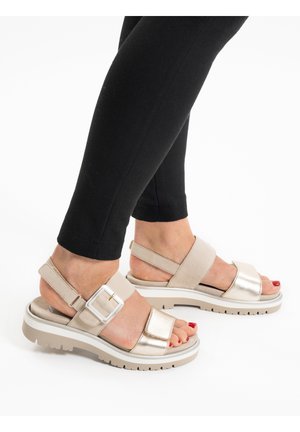 Sandalen met sleehak - sand