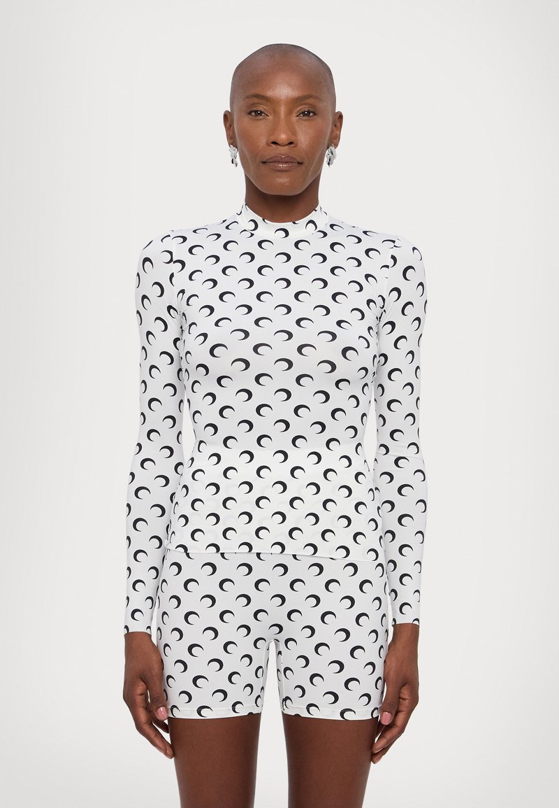 MARINE SERRE MOON PRINTED SECOND SKIN HIGH NECK - Long sleeved top - optical white