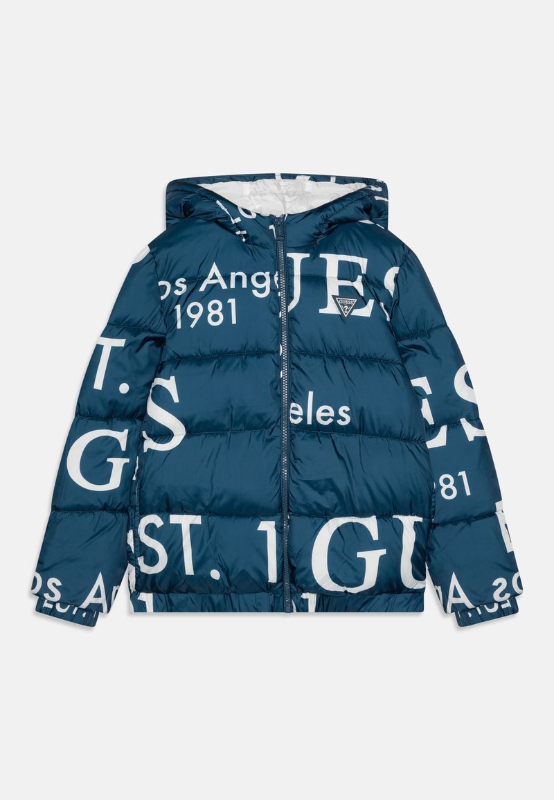 Guess JUNIOR OVERSIZE HOODED PADDED UNISEX - Žieminė striukė - south coast blue