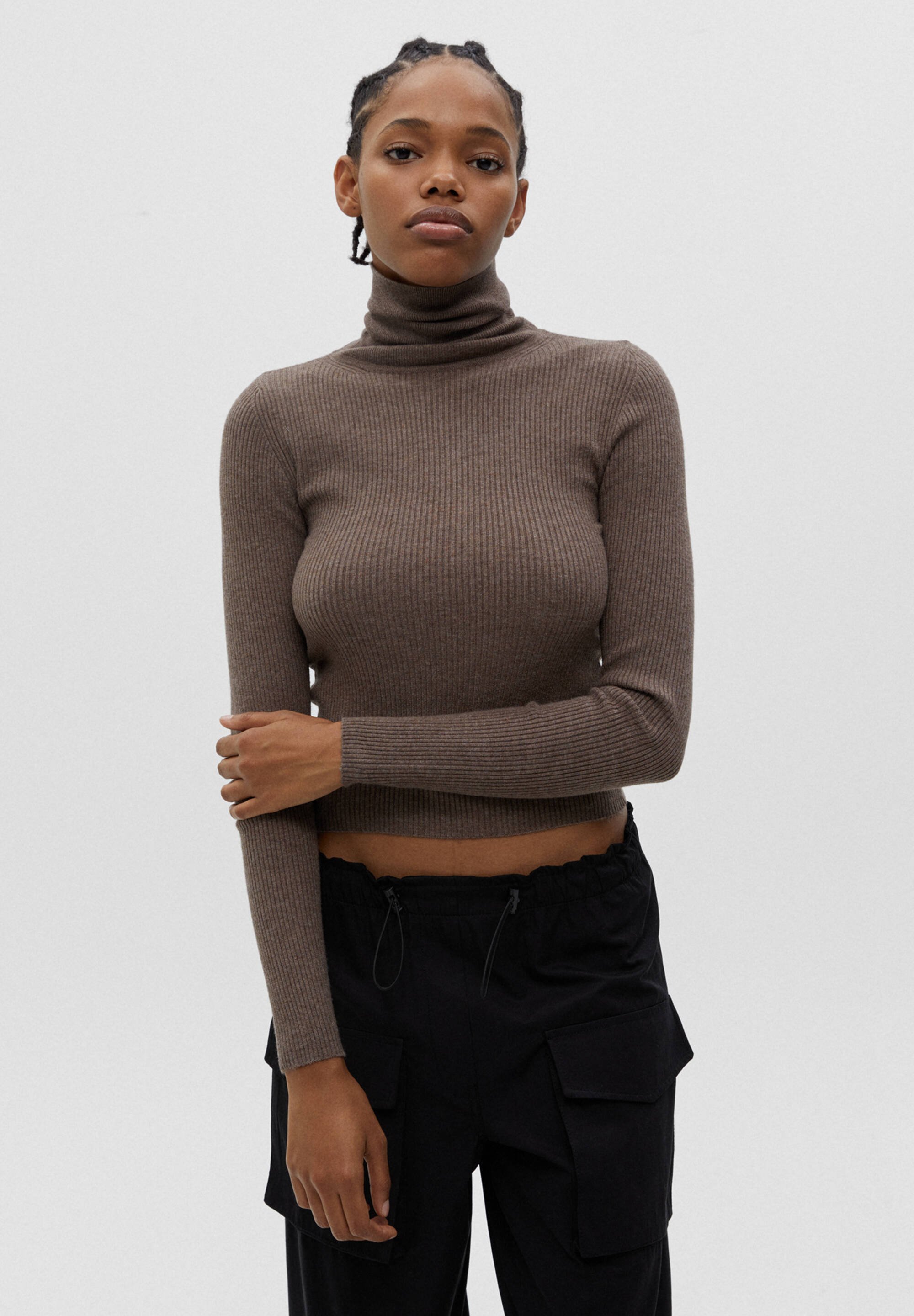 PULL\u0026BEAR TURTLENECK - Jumper - brown 