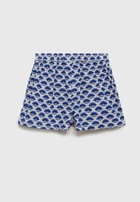 Costumi da bagno caratterizzati da un design a fantasia blu e bianco con accenti rosa. Realizzati in tessuto leggero, con vita elastica.