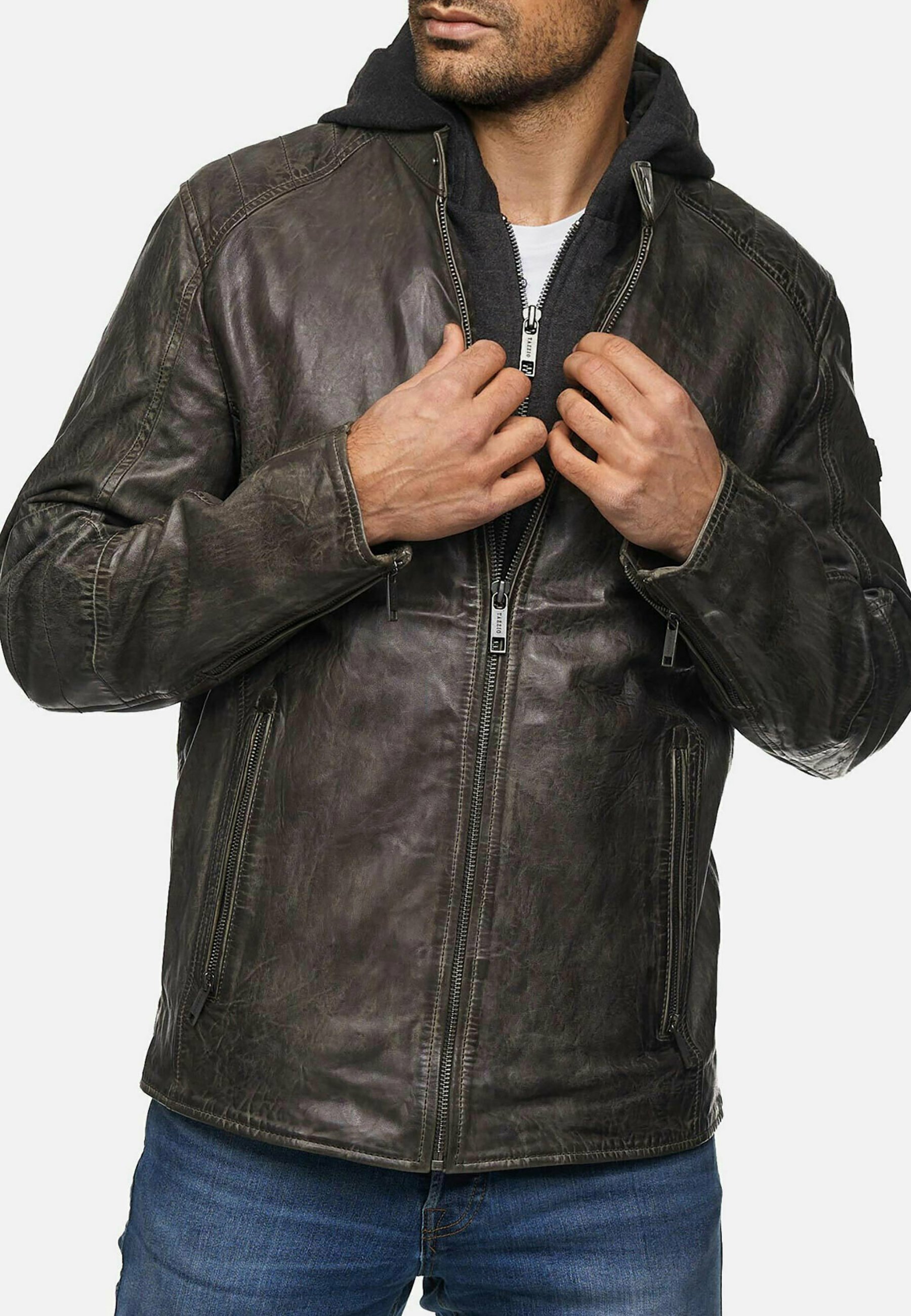 gray leather jacket mens