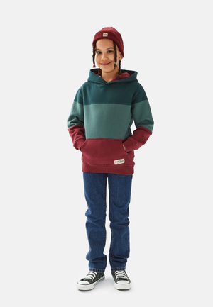 Band of Rascals, HOODED 3C BLOCK - Hættetrøje - racing green/bordeaux