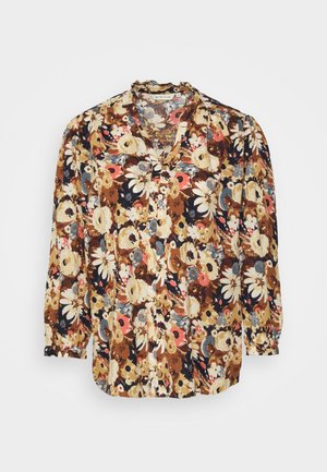 TOM TAILOR, WITH FRILL EDGE - Blúzka - beige floral design