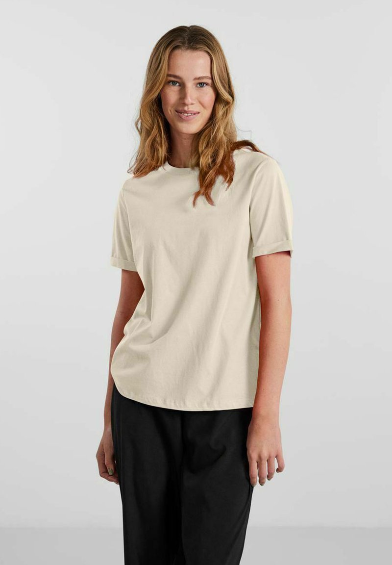 Pieces PCRIA FOLD UP SOLID TEE - T-shirt basic - birch