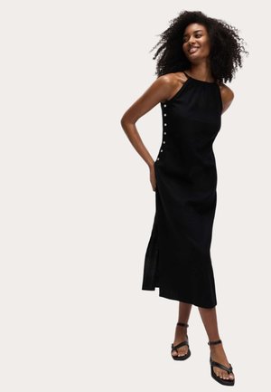 RICH STRAPPY BUTTON DETAIL MIDI - Day dress - black