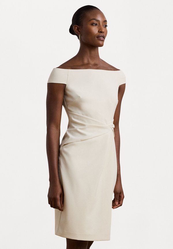 CREPE OFF THE SHOULDER COCKTAIL DRESS - Cocktail dress / Party dress - mascarpone cream